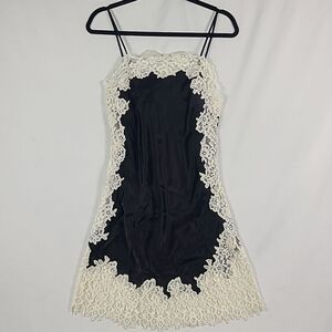 NEW Bode Lace Cutout Dover Silk Teddy Black Cream Sz XS MSRP $900